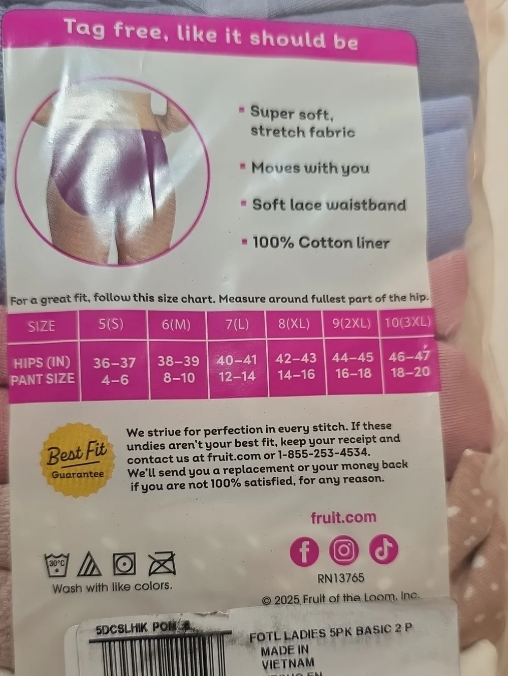 NWT Fruit of the Loom Signature Cotton Stretch Hi-Cut Panties